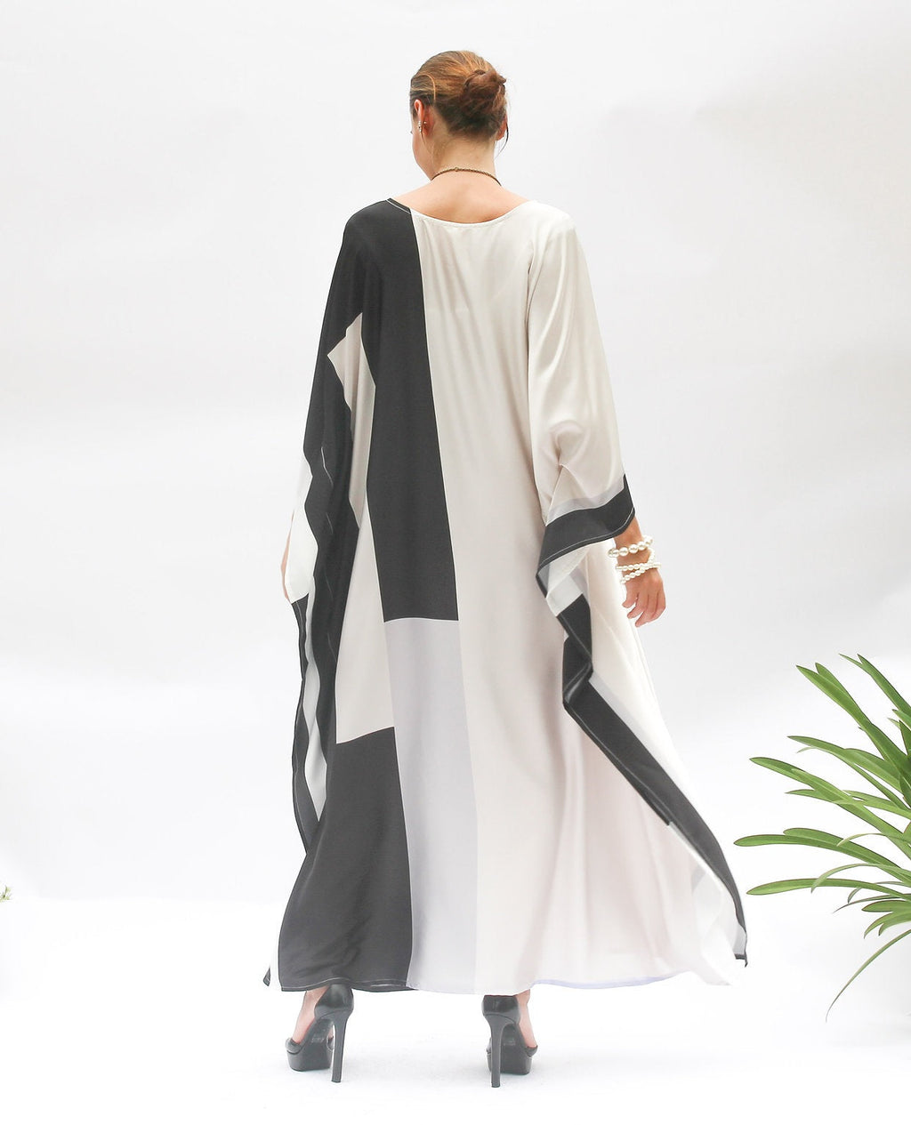 Modest Wear Women's Caftan, Silk Printed Long Kaftan