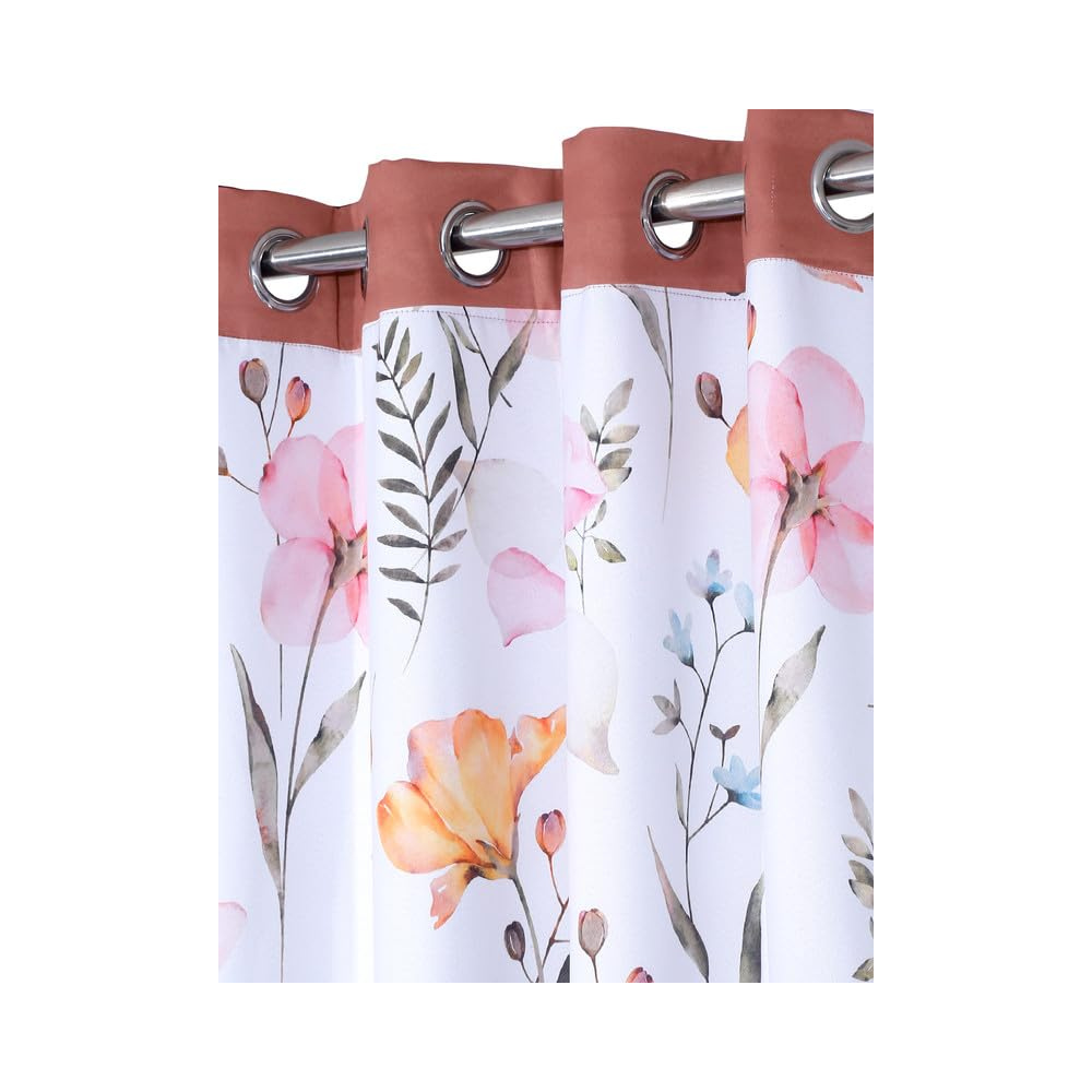 Cortina Double Sided Printed Reversible Door Blackout Curtains 220 Gsm | Door-7 Feet | White | Wine
