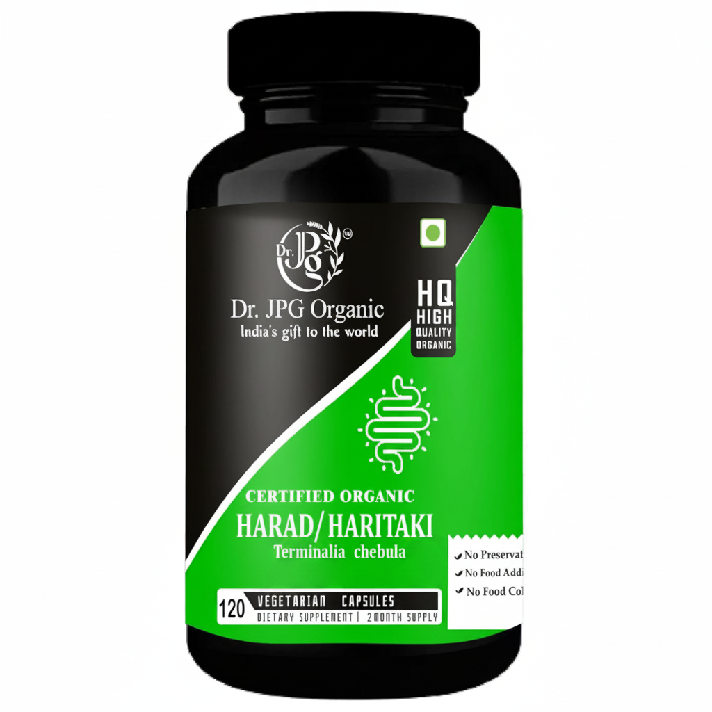 Dr. JPG Organic Harad/Haritaki Powder capsules 500mg - 120 Veg caps