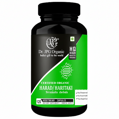Dr. JPG Organic Harad/Haritaki Powder capsules 500mg - 120 Veg caps