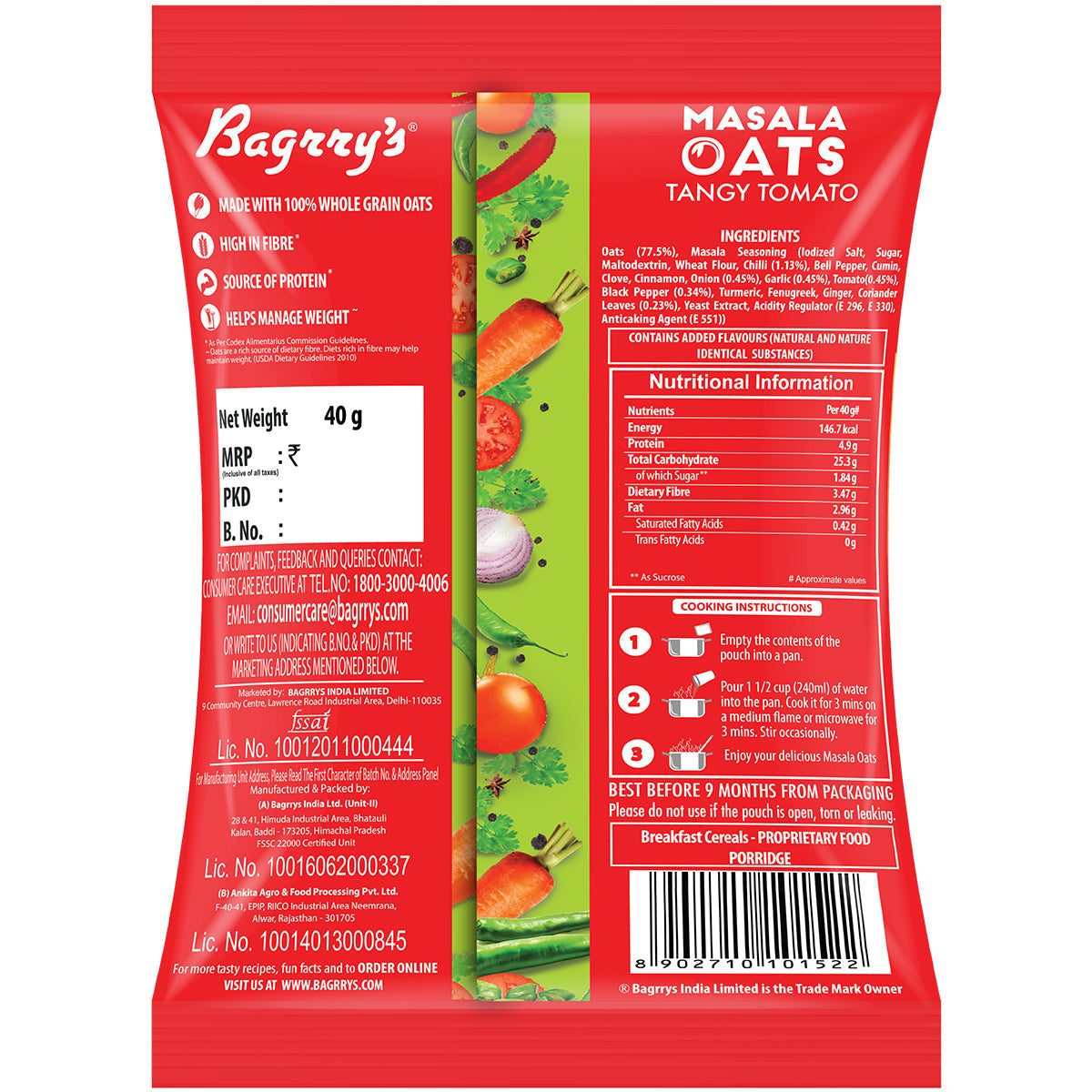 Bagrry's  Masala Oats - Tangy Tomato - 500 gms
