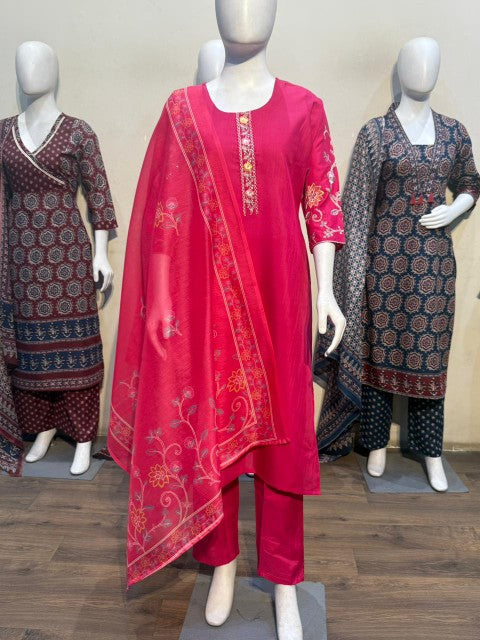 Anaita Pink Readymade Suit with Embroidery Work