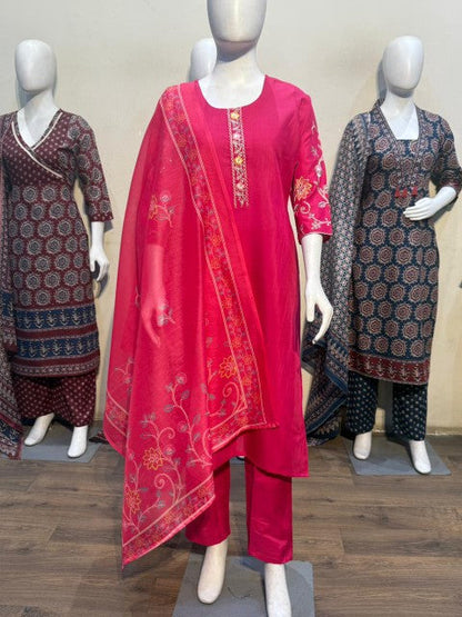 Anaita Pink Readymade Suit with Embroidery Work