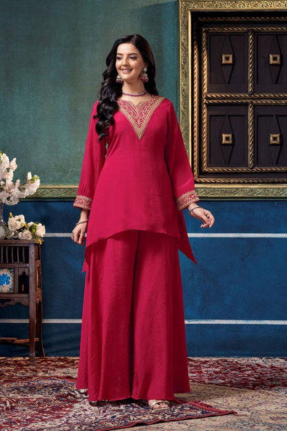 Anaita Pink Readymade Suit with Coding Work