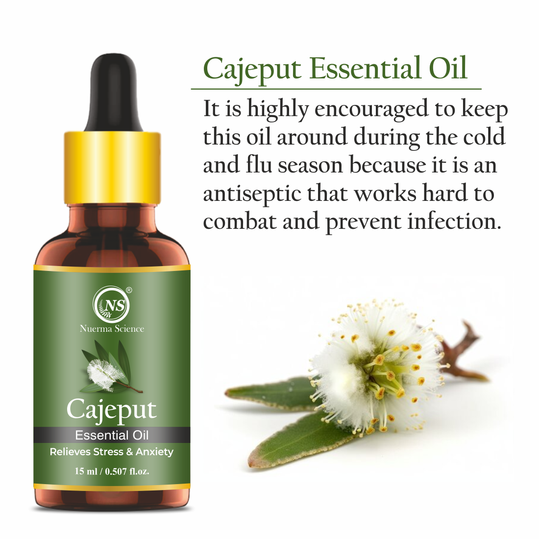 Nuerma Science Cajeput Essential Oil For Skin, Body & Hair Care