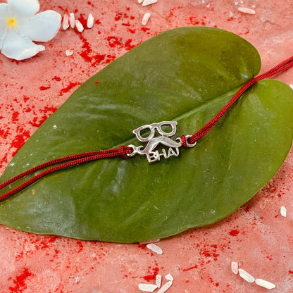 trueBrowns Sterling Silver Chashmish Bhai Thread Rakhi