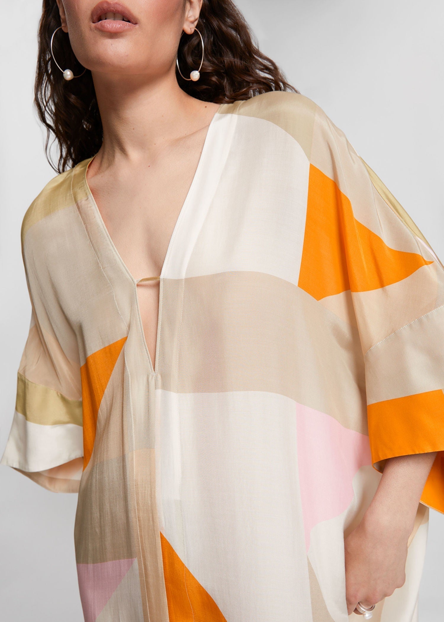 Soft Silk Crepe Beach Wear Women's Long Kaftan