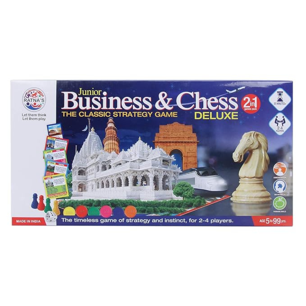 Ratna's 2 in 1 Business & Chess Junior Deluxe Board Game | Board for 7+ Years