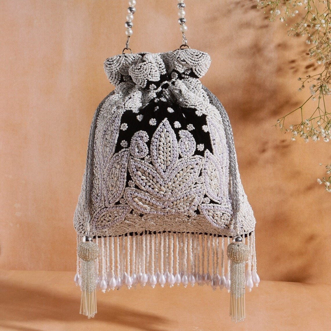Designer pearl embroidered Potli bags