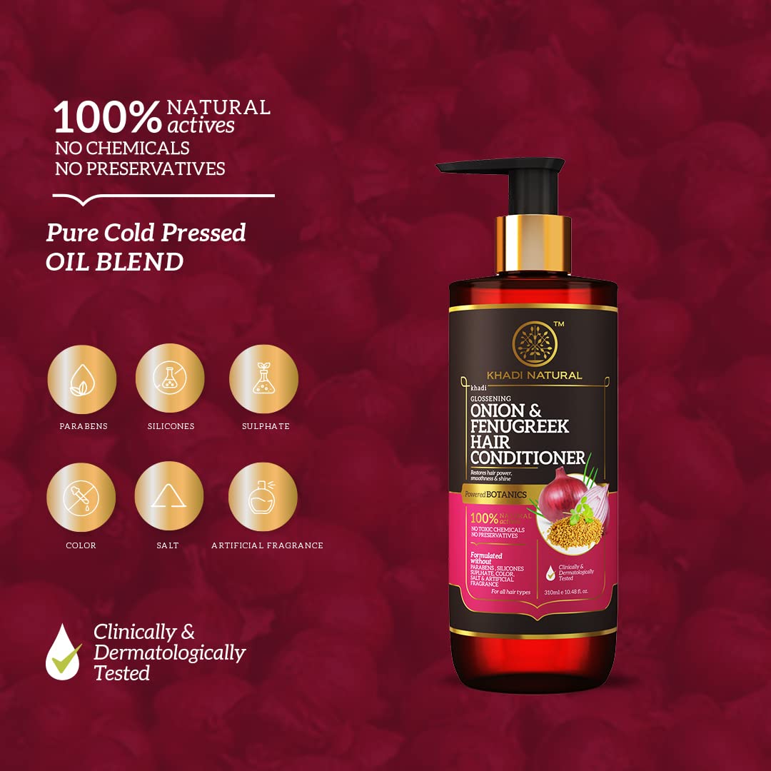 Khadi Natural Onion & Fenugreek Hair Conditioner - Paraben, Silicones, Sulphate, Color, Salt & Artificial Fragrance Free-310 ml