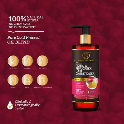 Khadi Natural Onion & Fenugreek Hair Conditioner - Paraben, Silicones, Sulphate, Color, Salt & Artificial Fragrance Free-310 ml