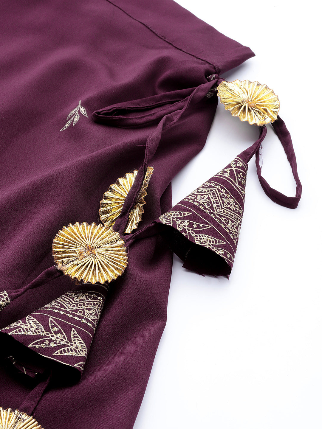 Ahalyaa Purple & Gold Toned Printed Sequinned Foil Print Ready to Wear Lehenga & Blouse With Dupatta