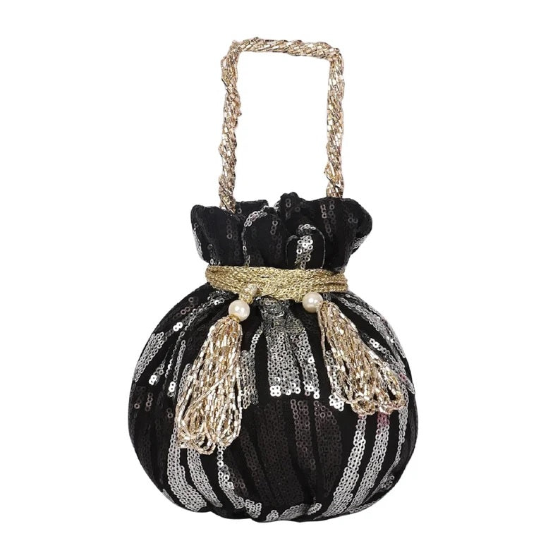 Women Sequence Work Handbag Potli Bag