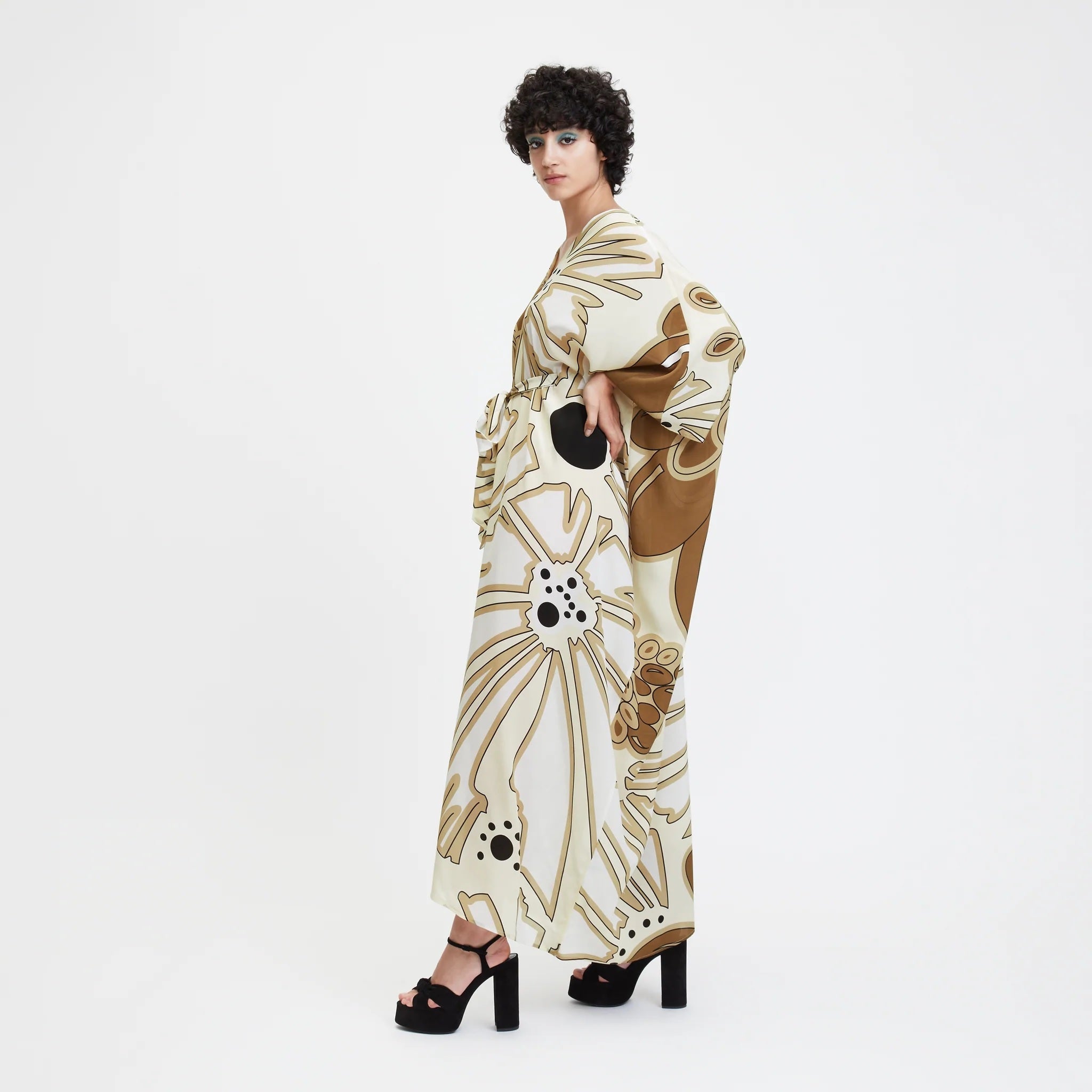 French Moss Printed Women's Long Kaftan