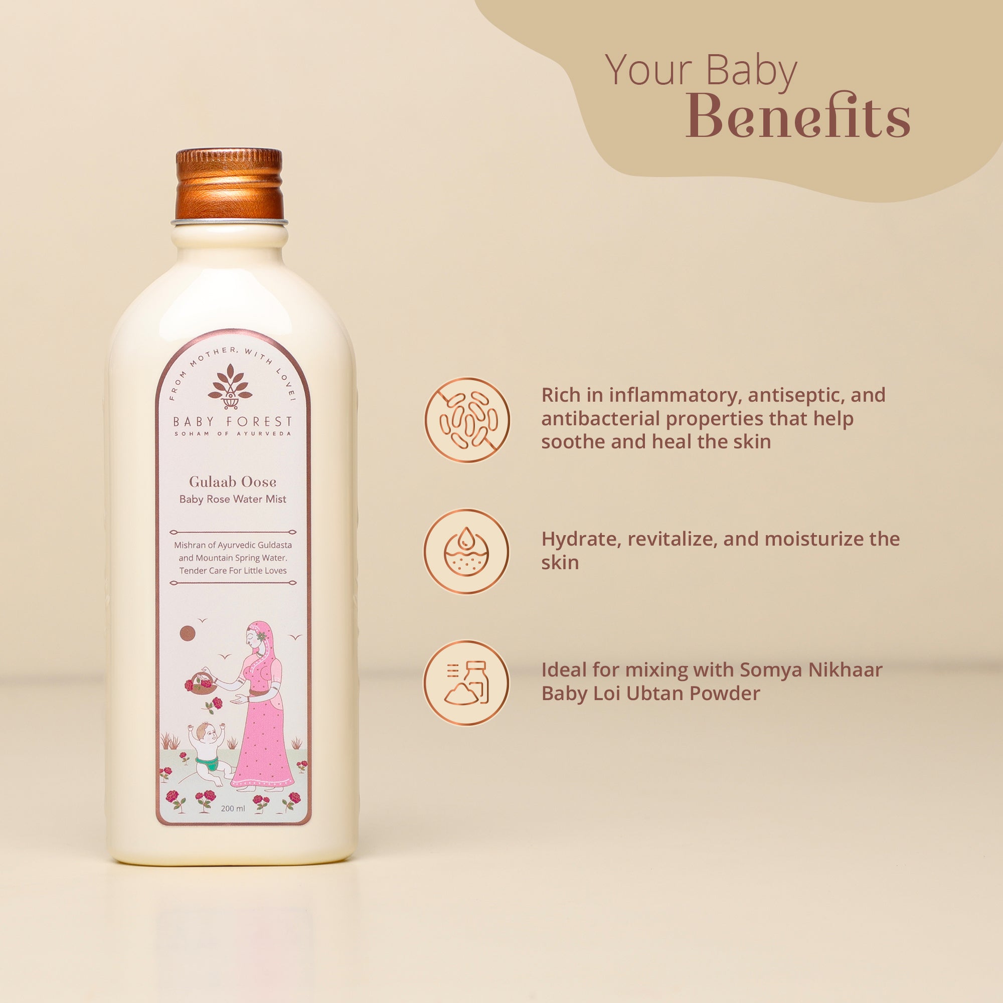 Baby Forest Gulaab Oose Baby Rose Water Mist - 200 ml
