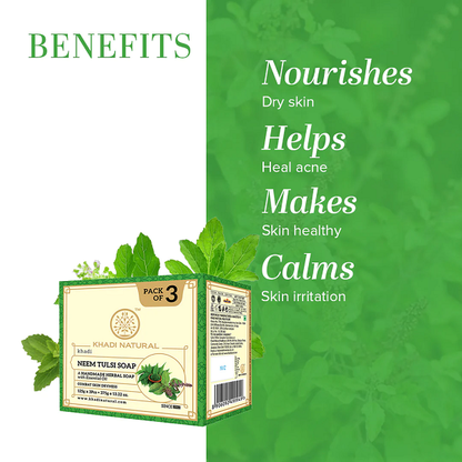 Khadi Natural Neem Tulsi Soap (Pack of 3) (375 g)