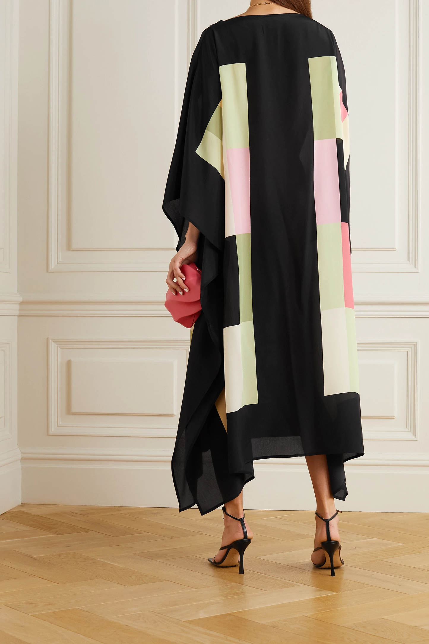 Black Soft Silk Crepe Kaftan, Caftan For Women's