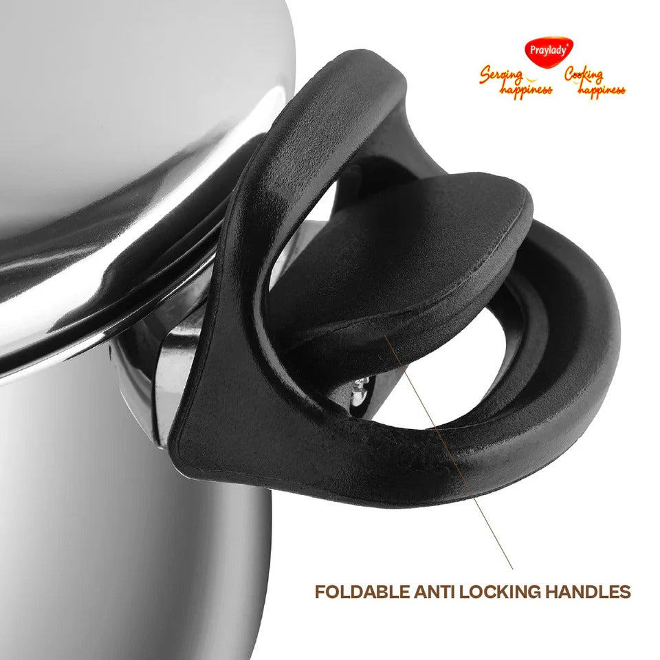 PrayLady Stainless Steel Strainer Pot without Glass Lid Induction Base