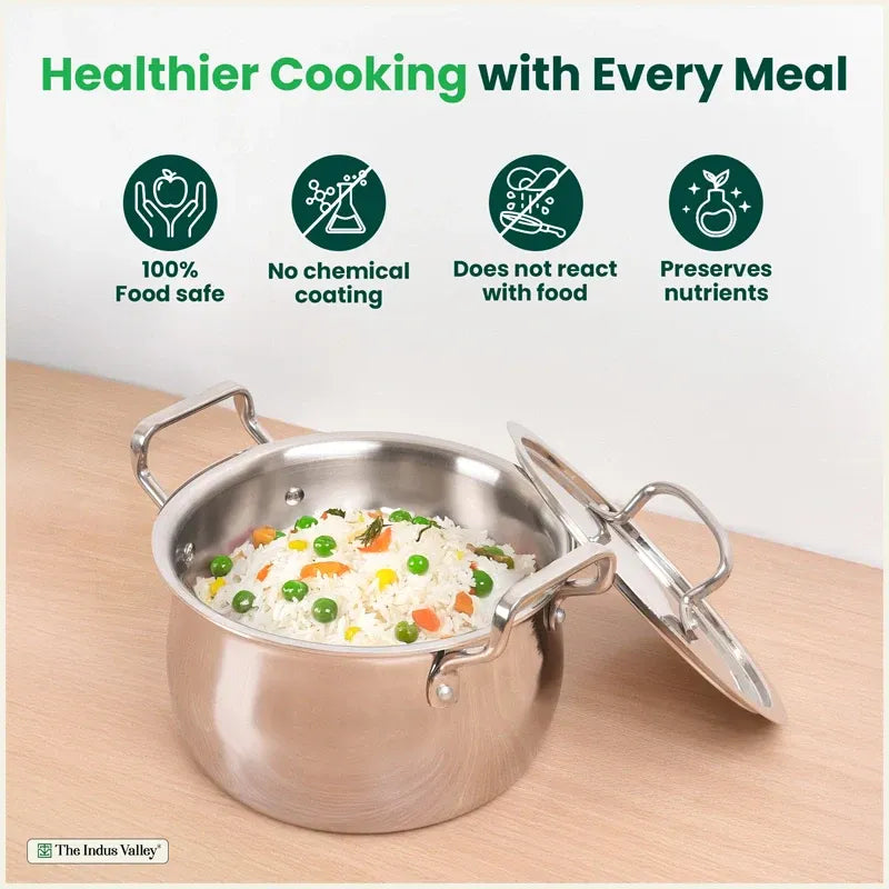 The Indus Valley Tri-Ply Stainless Steel Biryani Pot Casserole
