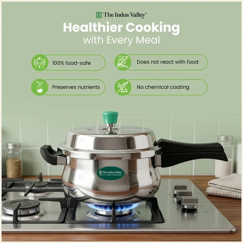 The Indus Valley Tri-Ply Stainless Steel Outer Lid Handi Pressure Cooker