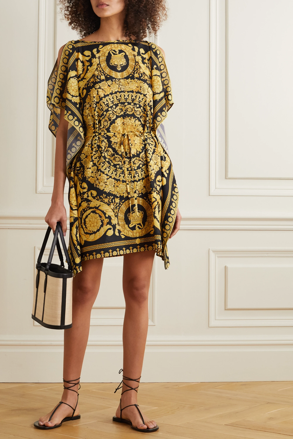 Women's French Moss Printed Occasion Wear Short Kaftan