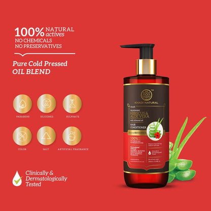 Khadi Natural Hibiscus & Aloe Vera Hair Conditioner - Parabens, Silicones, Sulphate, Color, Salt & Artificial Fragrance Free-310 ml