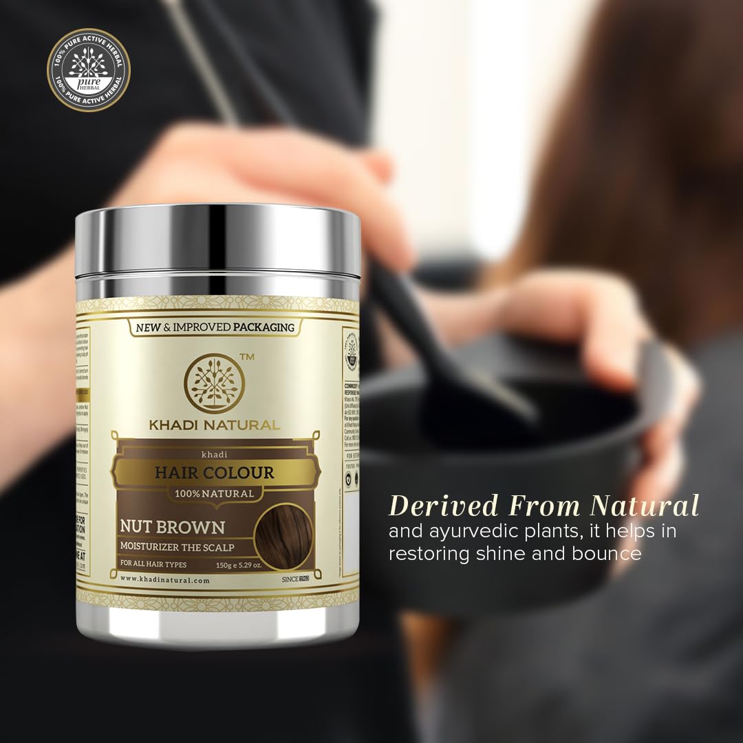 Khadi Natural Herbal Hair Colour Light Brown Herbal hair colour| Covers grey hair Suitable for all hair types 150gm