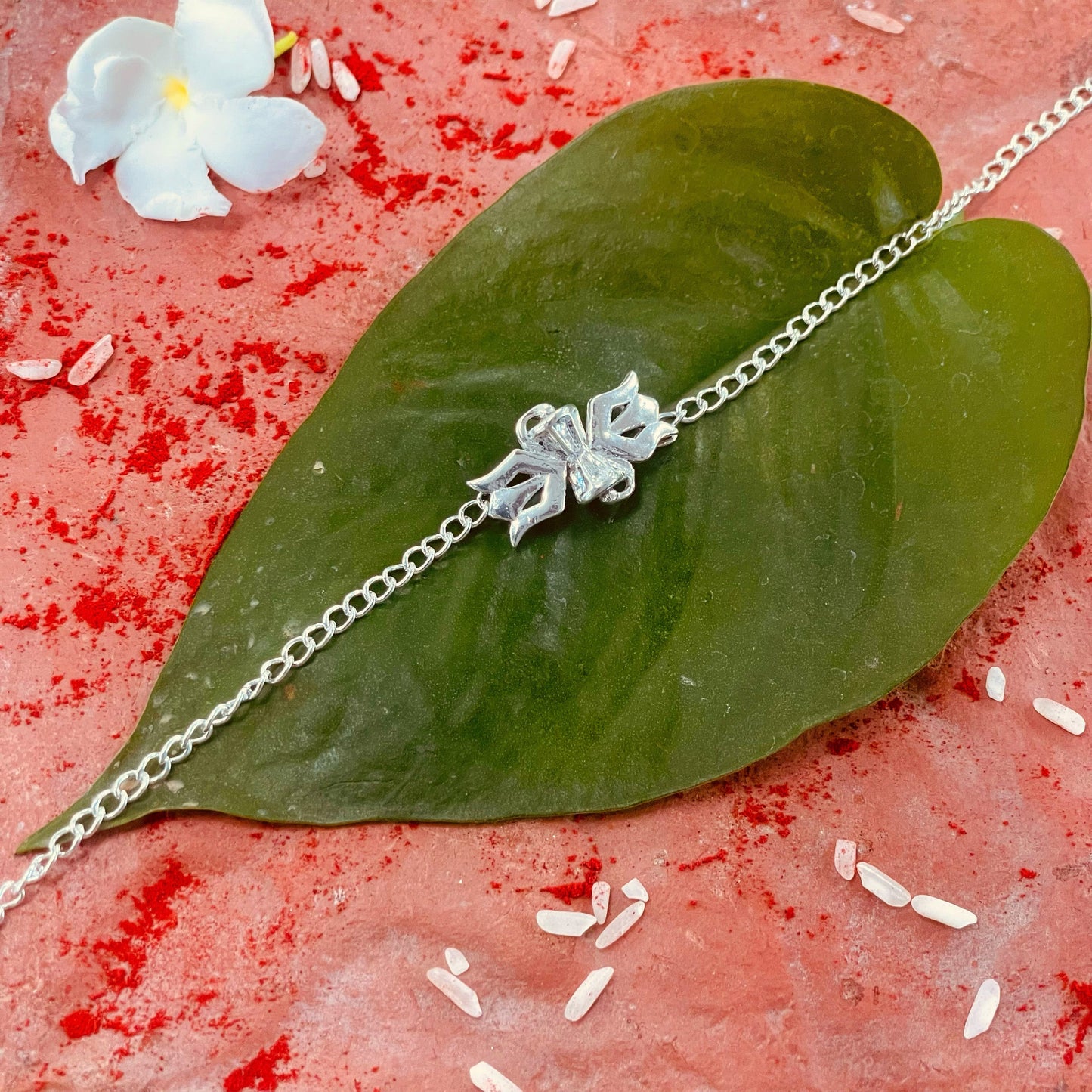trueBrowns 925 Sterling Silver Lord Shiva Trishul Silver Chain Rakhi