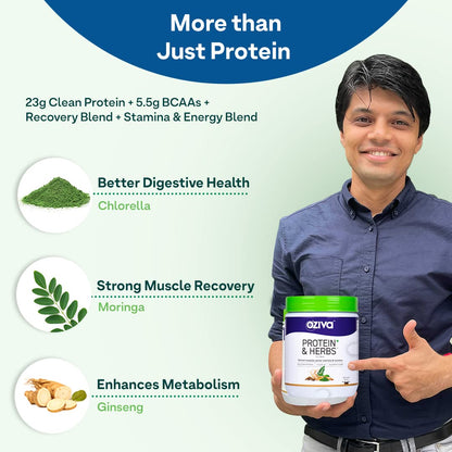 OZiva Protein & Herbs for Men - Chocolate - 500 gm (16 Servings)