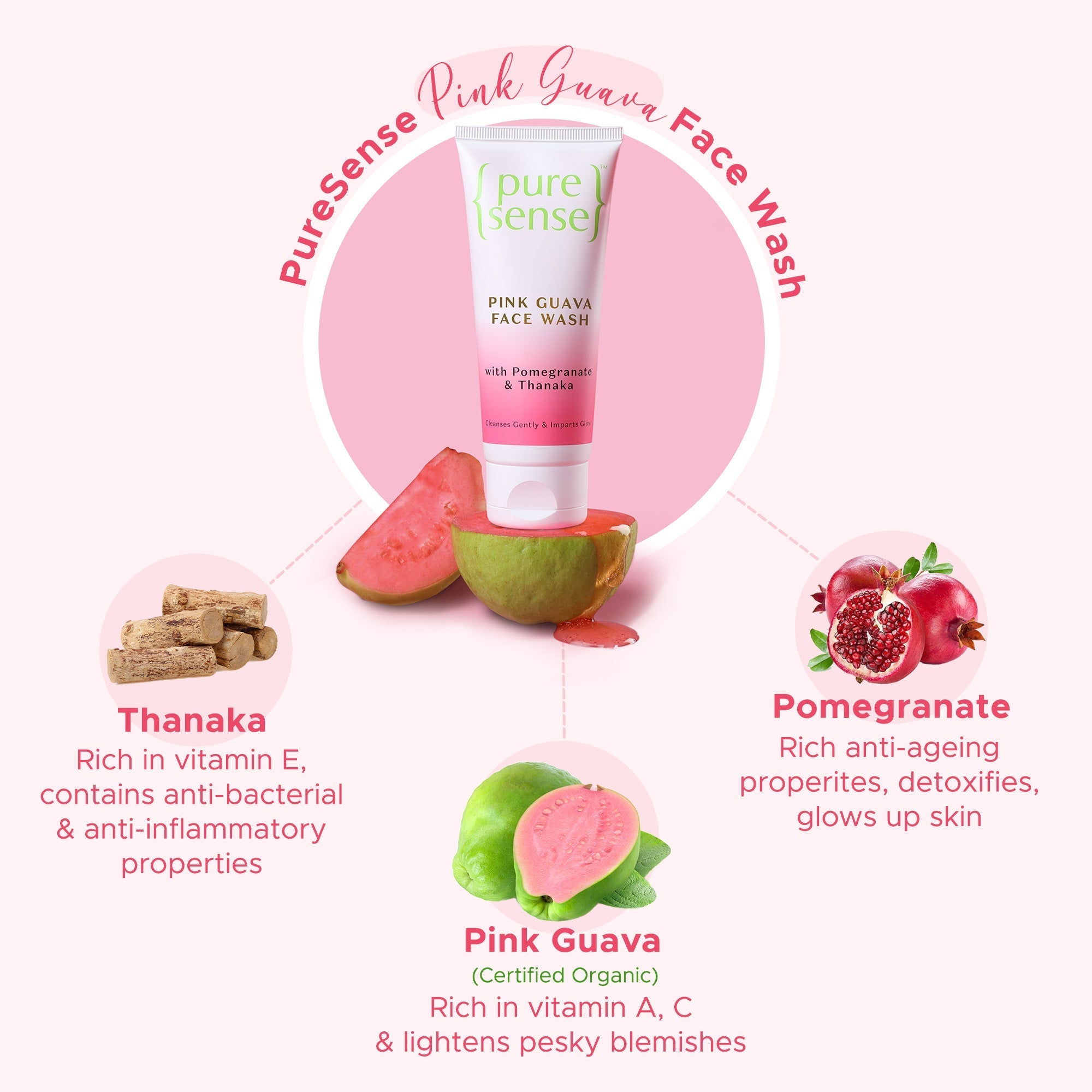 Puresense Pink Guava Face Wash - 100 ml