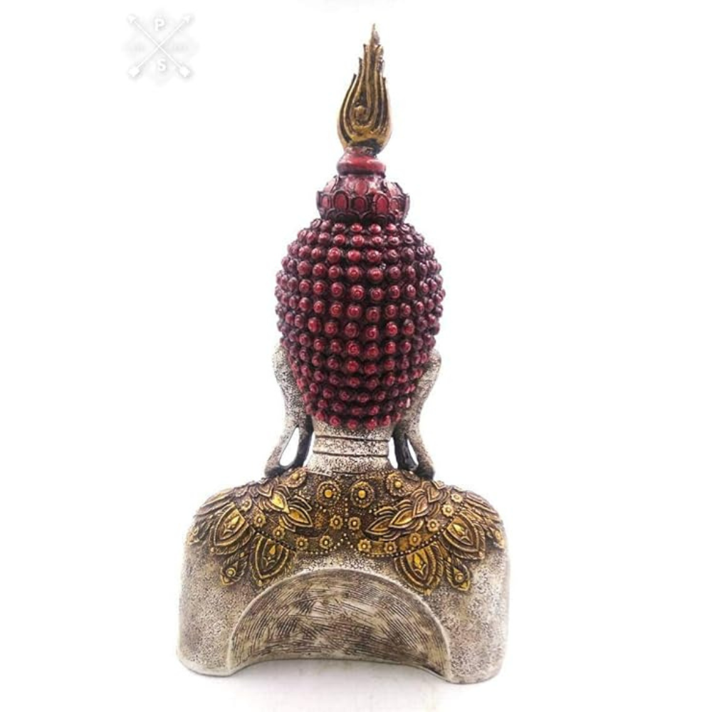 Indicast 12" Inch Handmade Buddha Carving Murti Table Desk Decor Meditating Idol Gifts Antique Design | Green