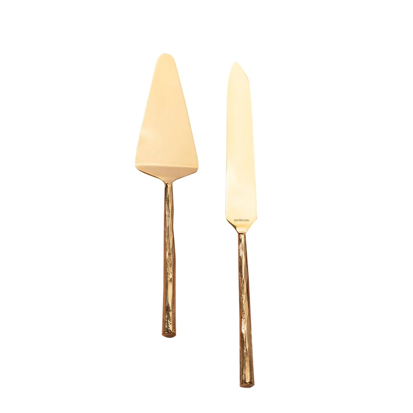 Nestroots Artisan Elegance Set of 2 Cake Servers with Hammered Handles