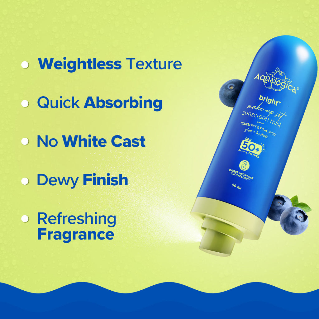 Aqualogica Bright+ Makeup-Set Sunscreen Mist SPF 50+ PA++++ - 80 ml