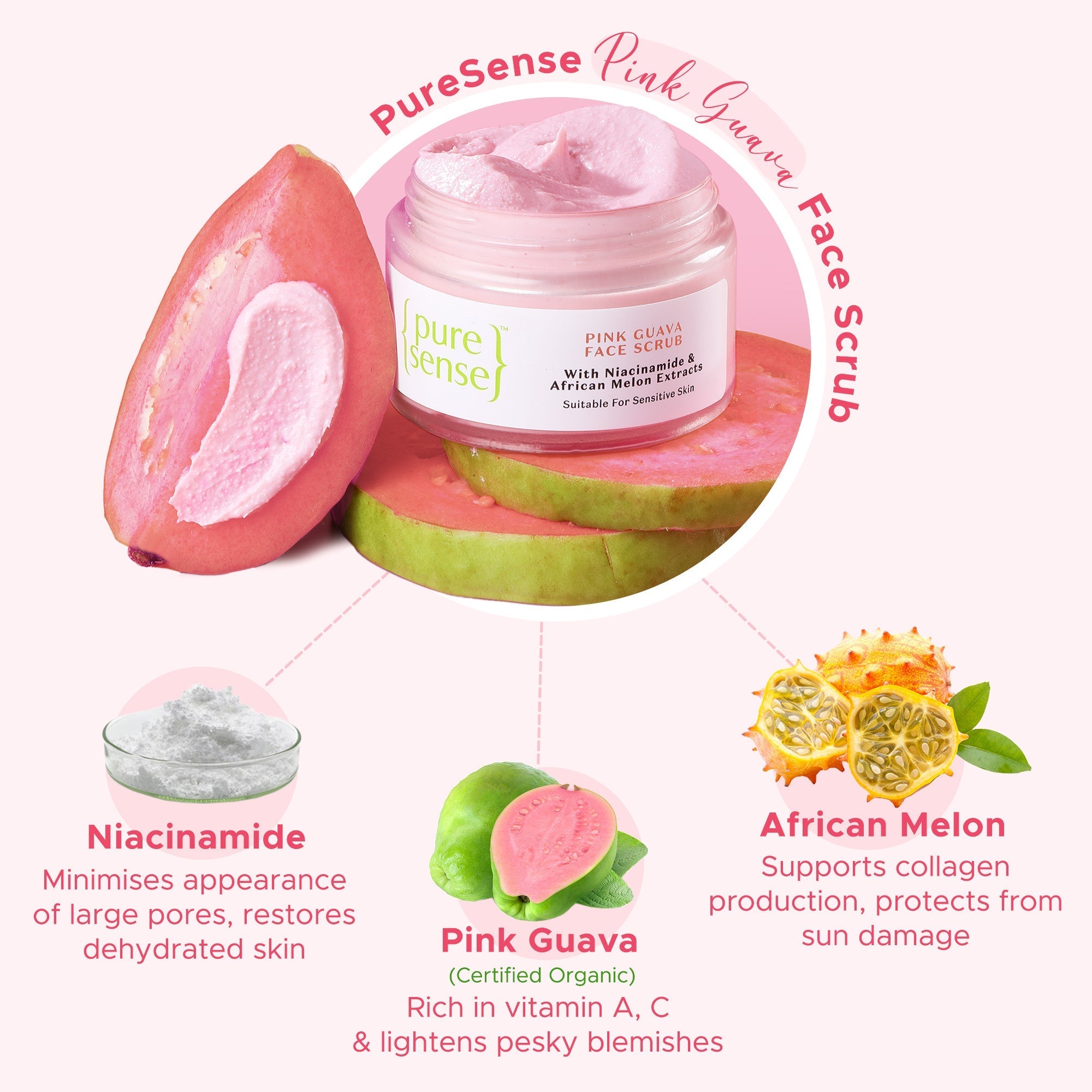 Puresense Pink Guava Face Scrub - 50 gms