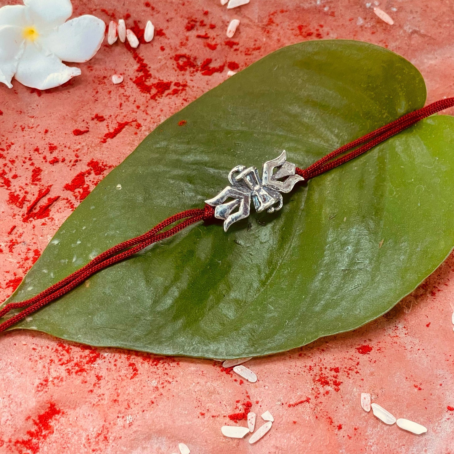 trueBrowns 925 Sterling Silver Lord Shiva Trishul Thread Rakhi