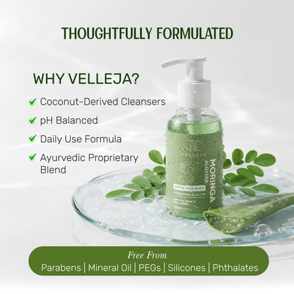 Velleja Moringa Aloevera Face Wash| Skin Brightening & Hydrating Ayurvedic Gentle Face Wash