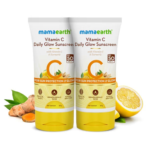 Vitamin C Daily Glow Sunscreen With Vitamin C & Turmeric for Sun Protection & Glow - 50 g - Pack of 2