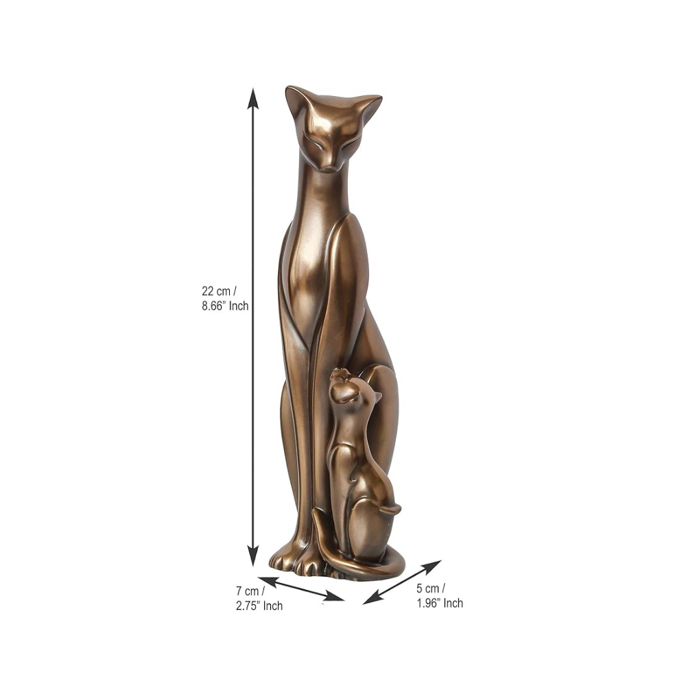 Ecraftindia Handcrafted Polyresin and Bronze Cat and Kitten Statue Animal Figurines Decorative Showpiece