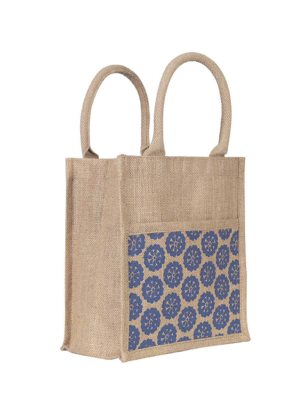 Jute Cottage Pocket Zipper Lunch Bag 100% Genuine Jute Stylish