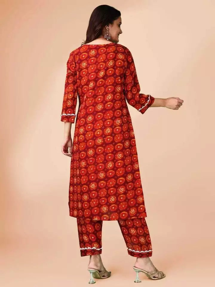 Fancy Full Stitched Delta Silk & Printed Work Top Bottom