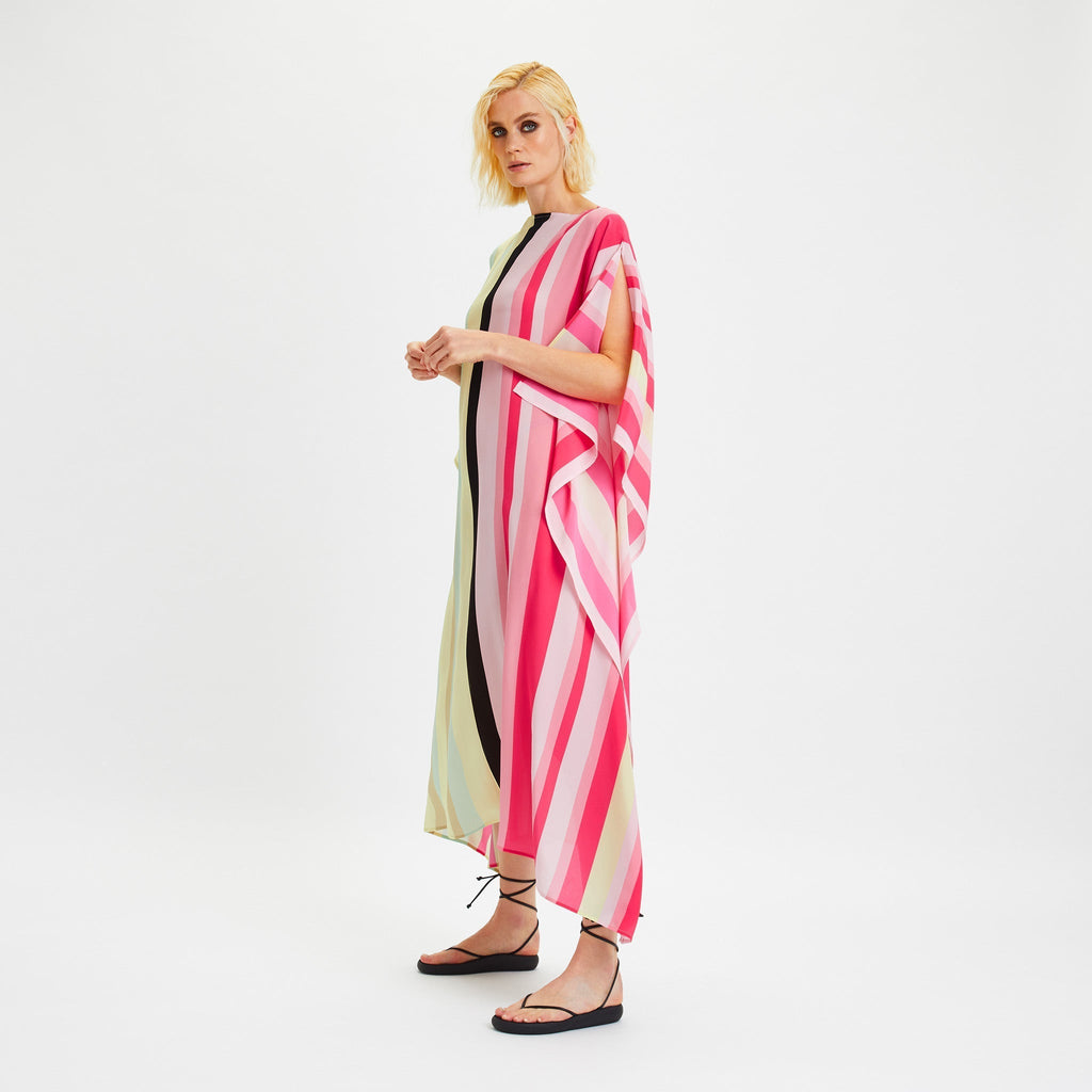 Printed Silk Crepe Long Kaftan For Women's