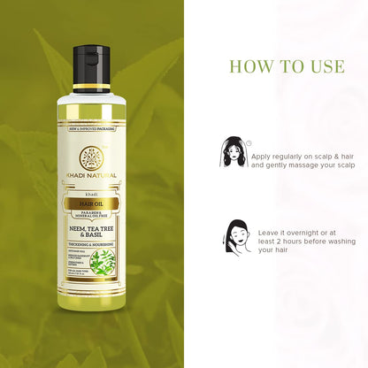 Khadi Natural Neem, Teatree and Basil Herbal Hair Oil