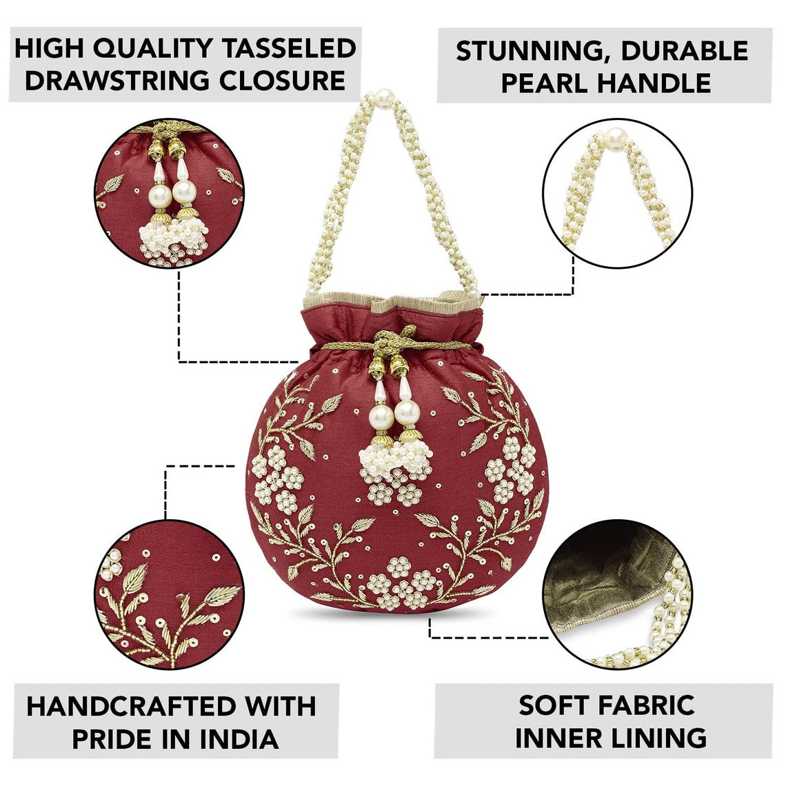 Maroon Potli Bags Valentines gift for her
