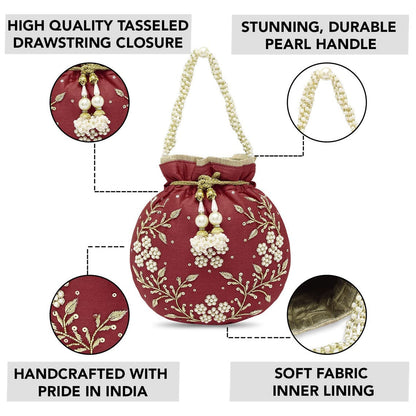 Maroon Potli Bags Valentines gift for her