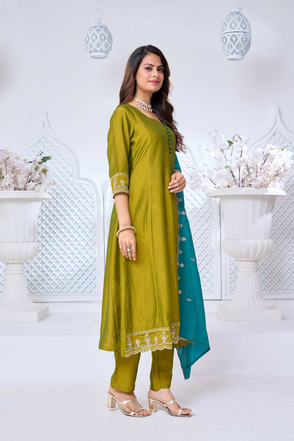 Anaita L Green Anarkali Readymade Suit with Embroidery Work
