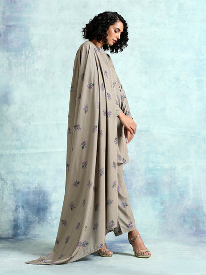 trueBrowns Sage Printed Velvet Shawl