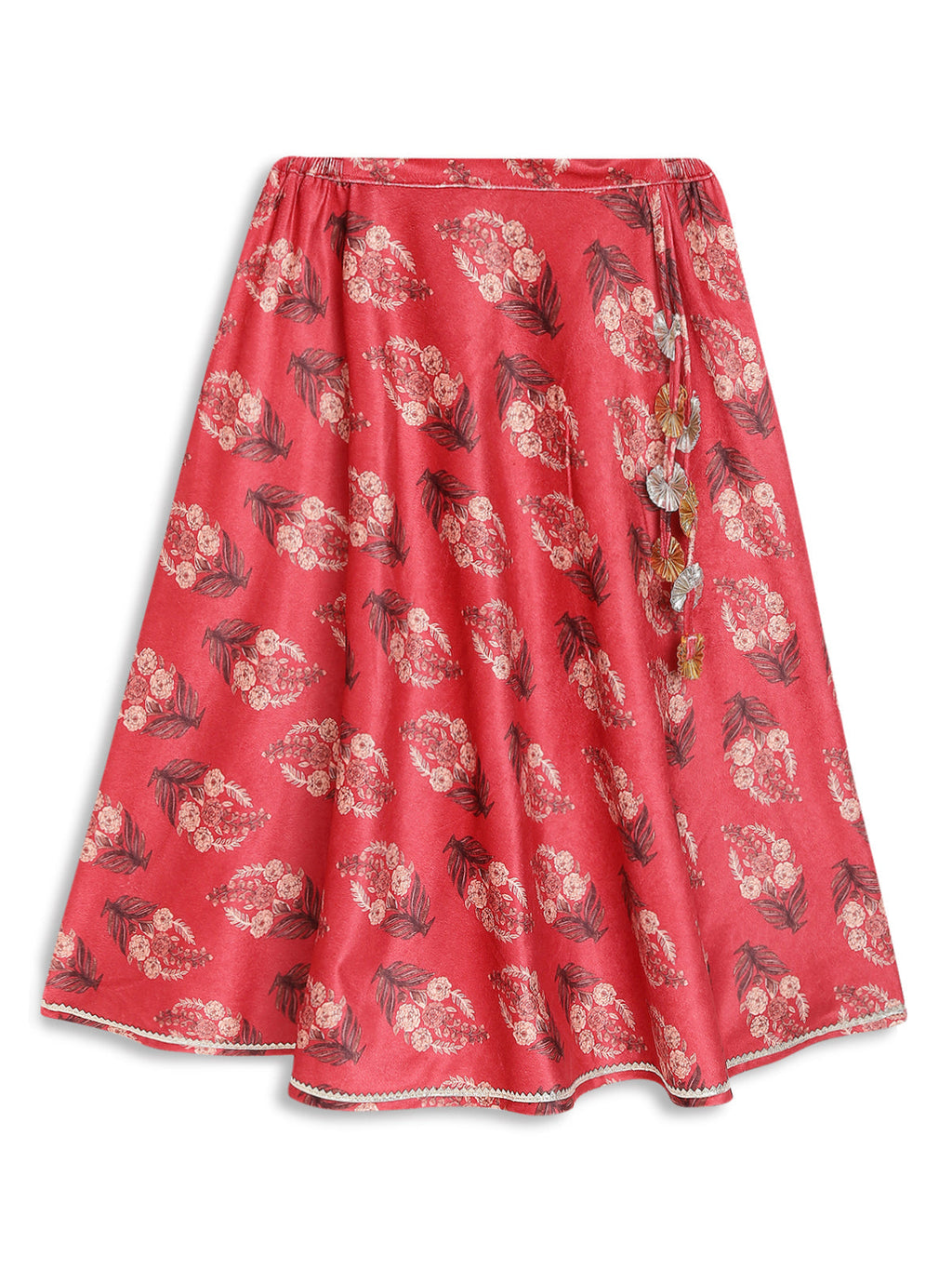 Ahalyaa Girls Floral Printed Velvet Ready to Wear Kids Lehenga Choli