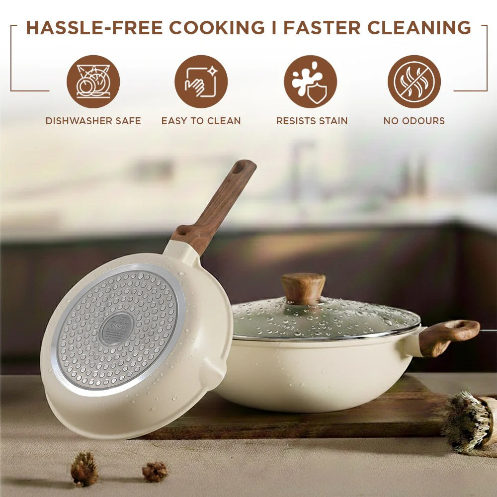 Vinod Di Casa Signature Ceramic Non-Stick Cookware Set of 3 Induction Bottom