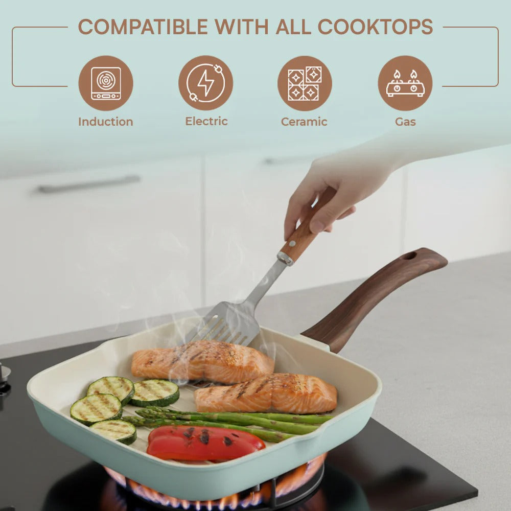 Vinod CeraVit Square Grill Pan Ceramic Non-Stick Induction Friendly