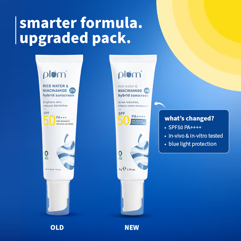 Plum 2% Niacinamide Sunscreen SPF 50 PA+++ UVA/B - Reduces Tan, No White Cast, Dermat Tested